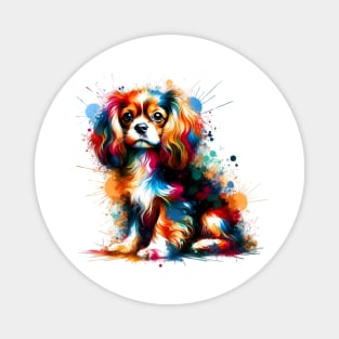 Colorful Splashed Art English Toy Spaniel Portrait Magnet